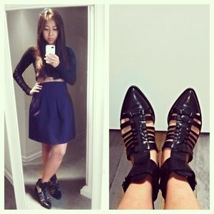 Zara peplum navy skirt